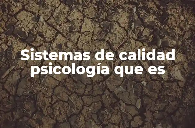 Sistemas de Calidad Psicología que es