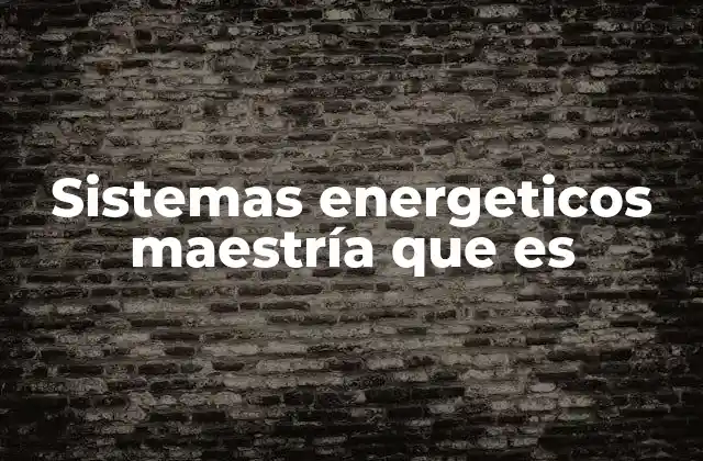 Sistemas Energeticos Maestría que es