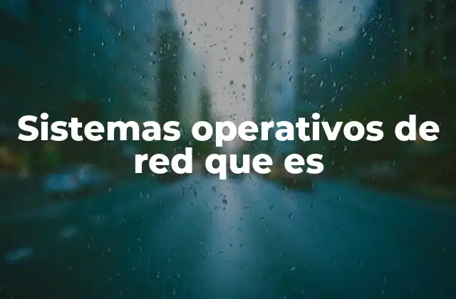 Sistemas Operativos de Red que es