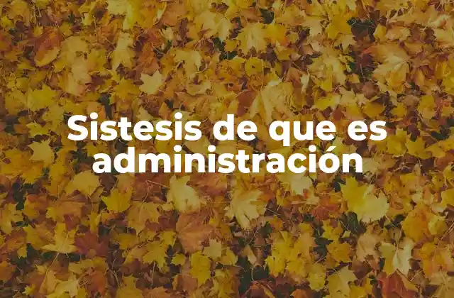 Sistesis de que es Administración