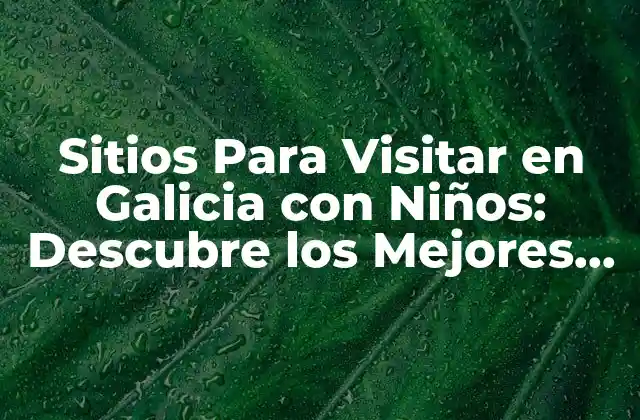 Sitios para Visitar en Galicia con Niños: Descubre los Mejores Lugares para Tu Familia