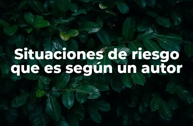 Situaciones de Riesgo que es según un Autor
