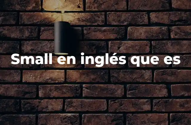 Small en Inglés que es