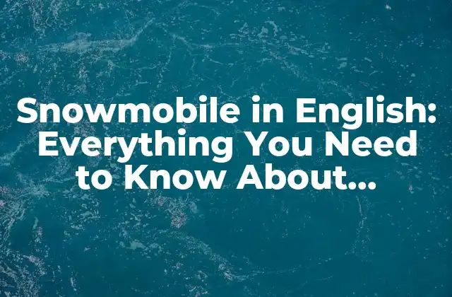 Snowmobile In English: Everything You Need To Know About Snowmobiling