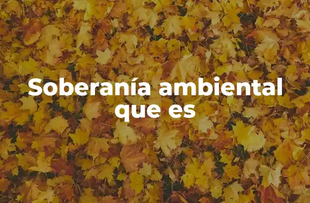 Soberanía Ambiental que es