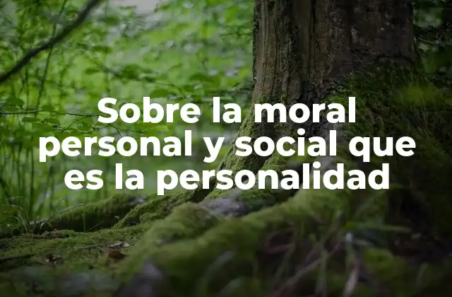 Sobre la Moral Personal y Social que es la Personalidad