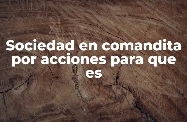 Sociedad en Comandita por Acciones para que es