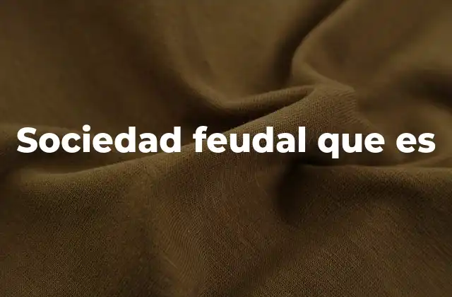Sociedad Feudal que es
