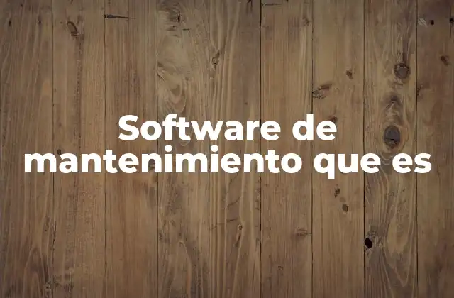 Software de Mantenimiento que es