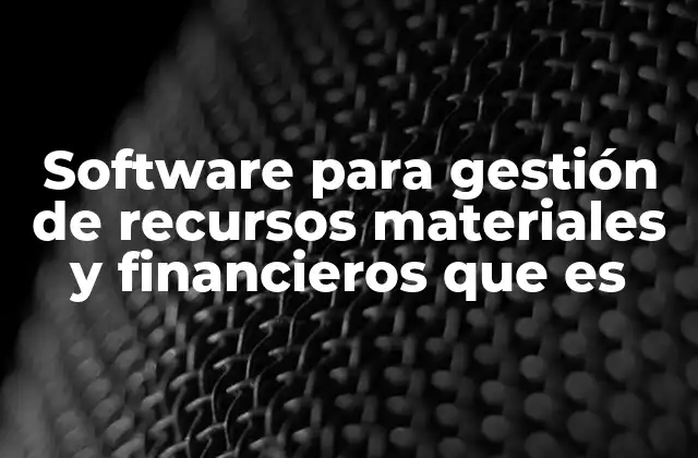 Software para Gestión de Recursos Materiales y Financieros que es