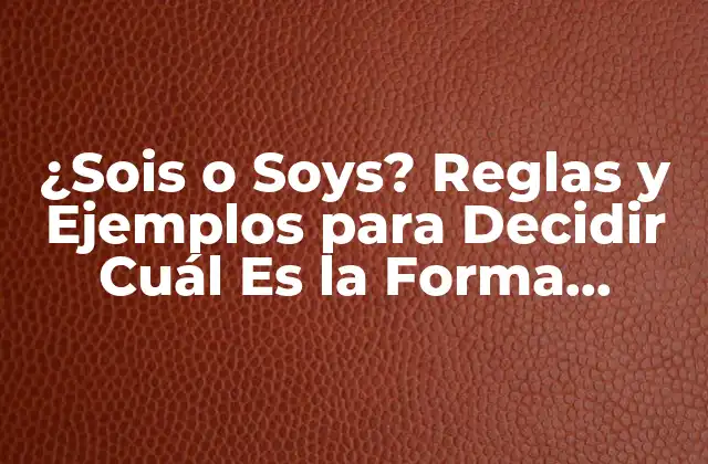 ¿sois o Soys? Reglas y Ejemplos para Decidir Cuál es la Forma Correcta 2 ¿Qué Es el Verbo Ser en Español?