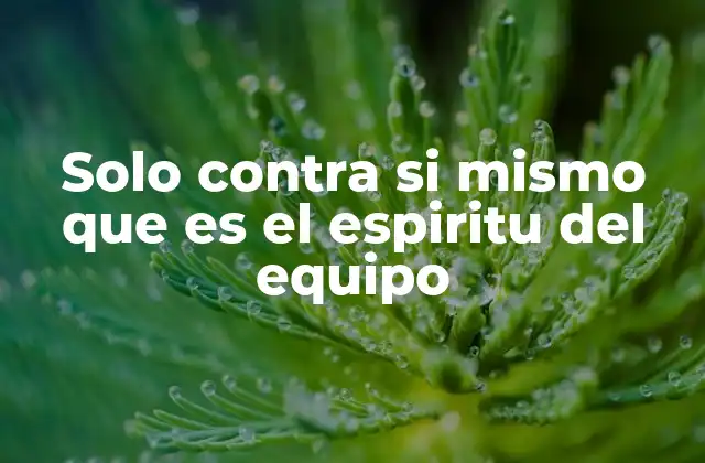 Solo contra Si Mismo que es el Espiritu Del Equipo
