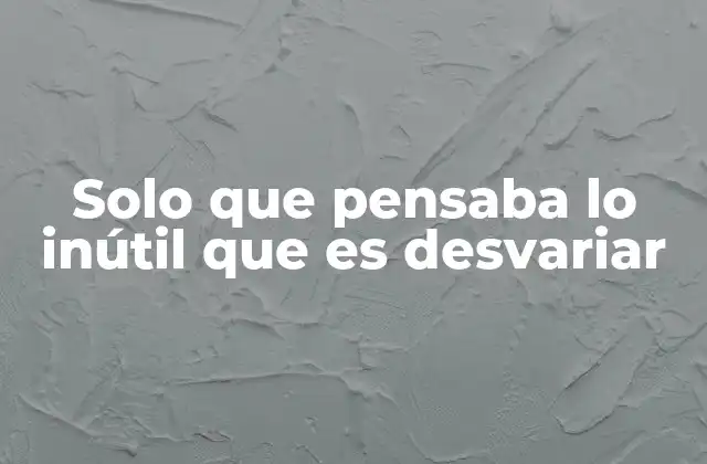 Solo que Pensaba Lo Inútil que es Desvariar 2 La lucha interna entre orden y caos mental