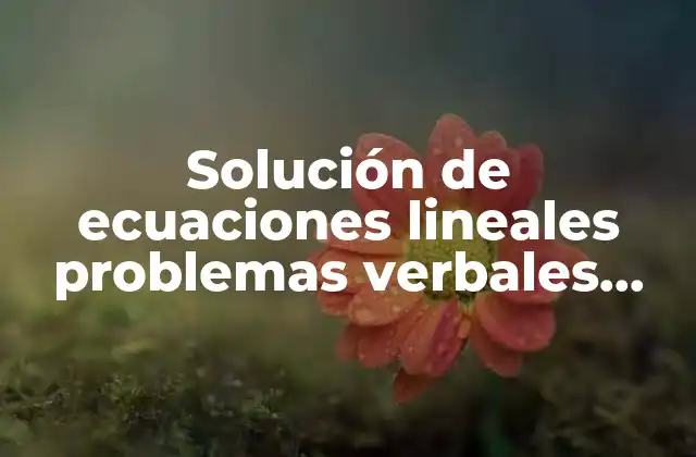 Solución de Ecuaciones Lineales Problemas Verbales que es Quiz