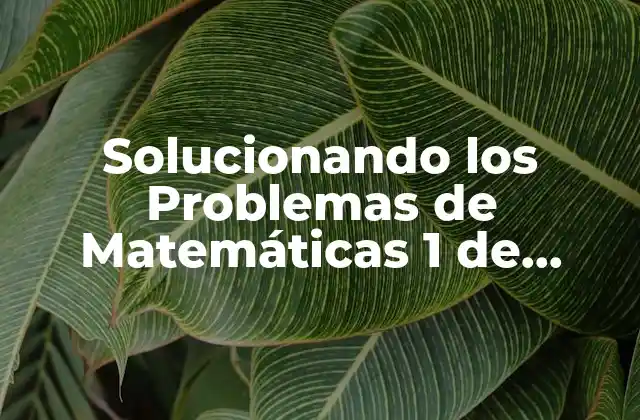 Solucionando los Problemas de Matemáticas 1 de Primaria: una Guía Completa