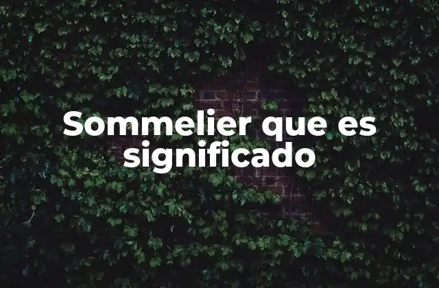 Sommelier que es Significado