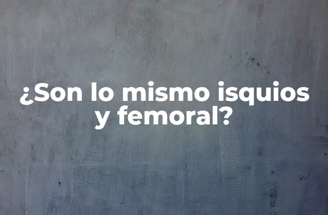 ¿son Lo Mismo Isquios y Femoral?