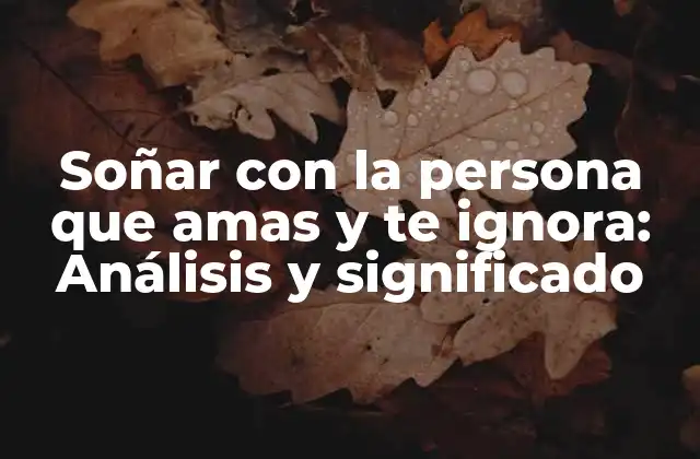 Soñar con la Persona que Amas y Te Ignora: Análisis y Significado