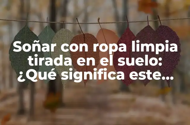 Soñar con Ropa Limpia Tirada en el Suelo: ¿qué Significa Este Sueño?