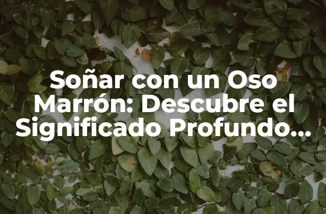 Soñar con un Oso Marrón: Descubre el Significado Profundo Detrás de Esta Imagen Onírica