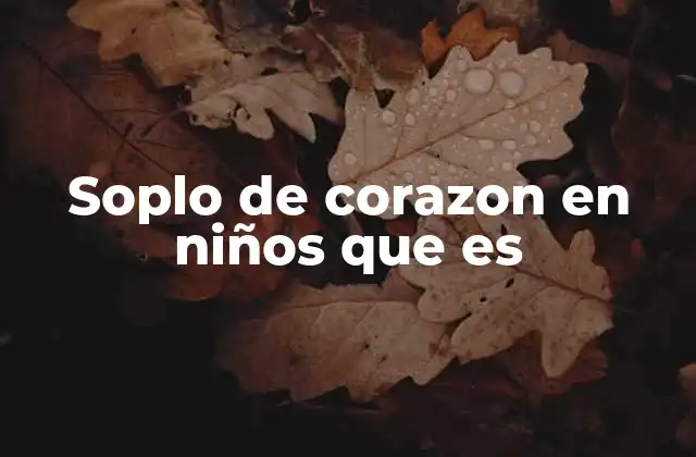 Soplo de Corazon en Niños que es