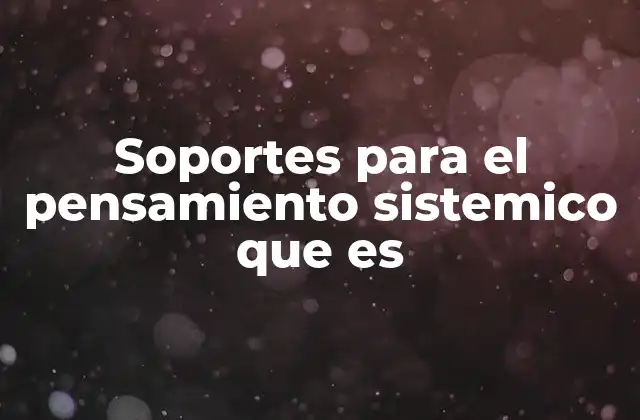 Soportes para el Pensamiento Sistemico que es