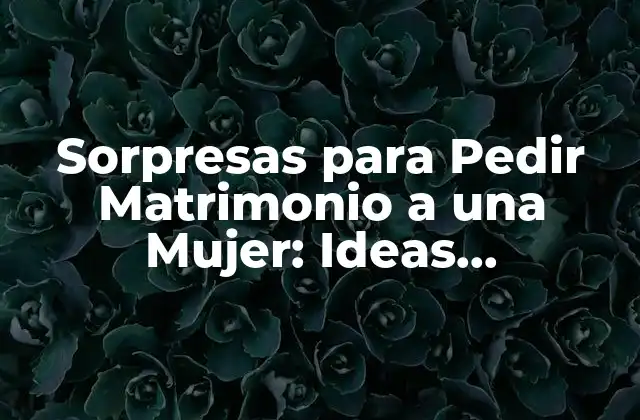 Sorpresas para Pedir Matrimonio a una Mujer: Ideas Románticas y Originales