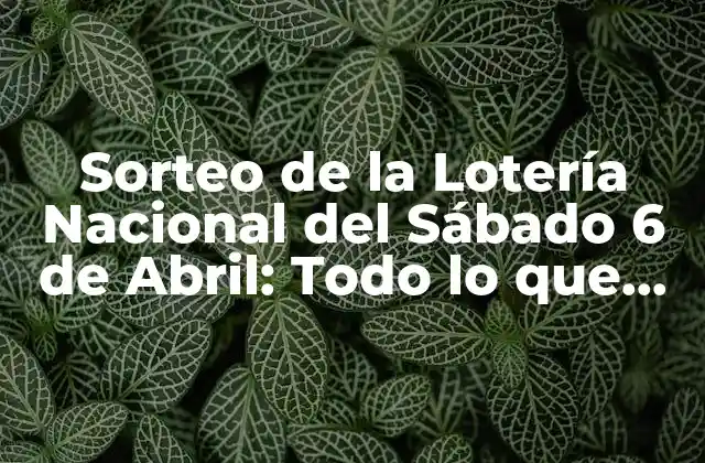 Sorteo de la Lotería Nacional Del Sábado 6 de Abril: Todo Lo que Necesitas Saber