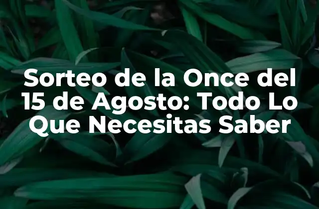 Sorteo de la Once Del 15 de Agosto: Todo Lo que Necesitas Saber