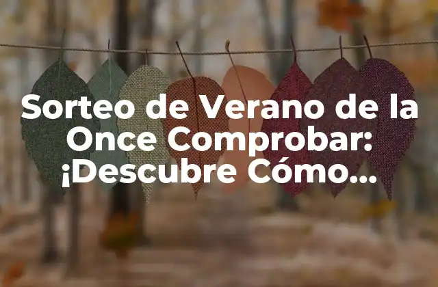 Sorteo de Verano de la Once Comprobar: ¡descubre Cómo Participar y Ganar!