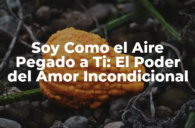 Soy como el Aire Pegado a Ti: el Poder Del Amor Incondicional