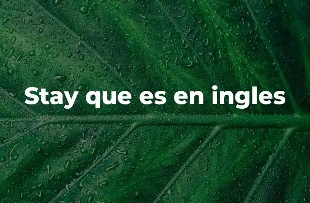 Stay que es en Ingles