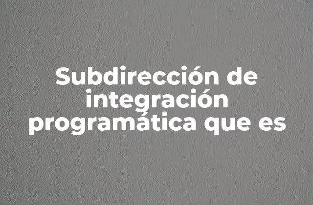 Subdirección de Integración Programática que es