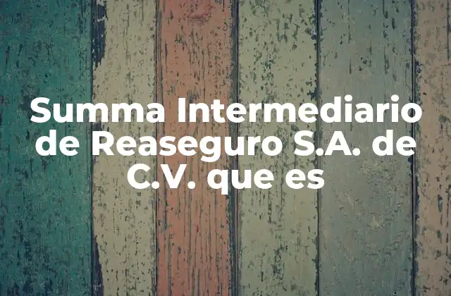Summa Intermediario de Reaseguro S.a. de C.v. que es