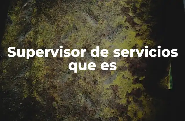Supervisor de Servicios que es