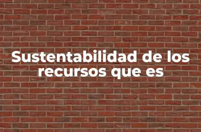 Sustentabilidad de los Recursos que es