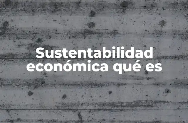Sustentabilidad Económica Qué es