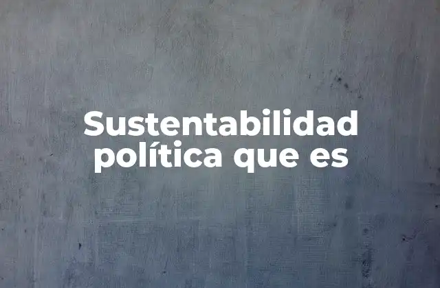 Sustentabilidad Política que es