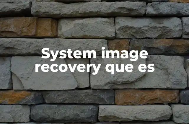 System Image Recovery que es