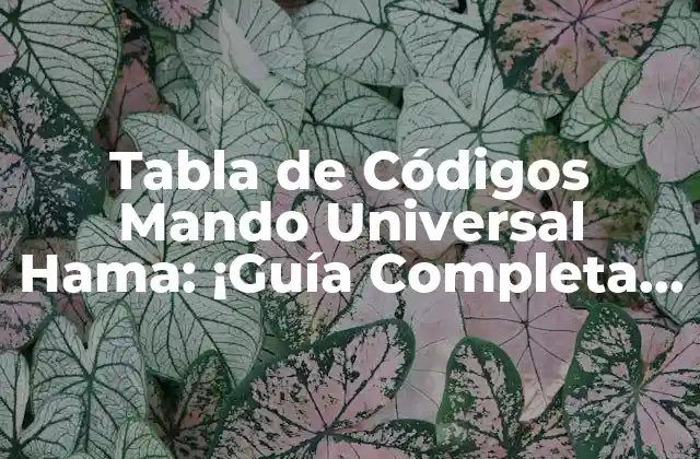 Tabla de Códigos Mando Universal Hama: ¡guía Completa y Actualizada!