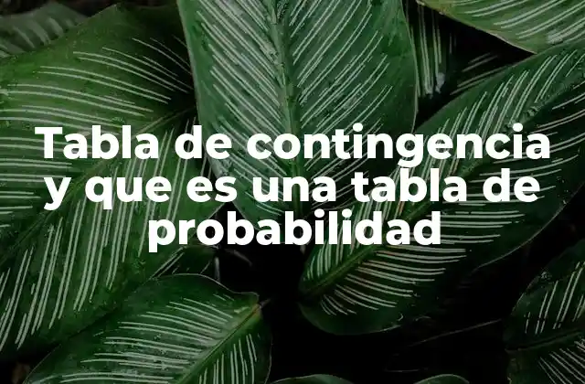 Tabla de Contingencia y que es una Tabla de Probabilidad