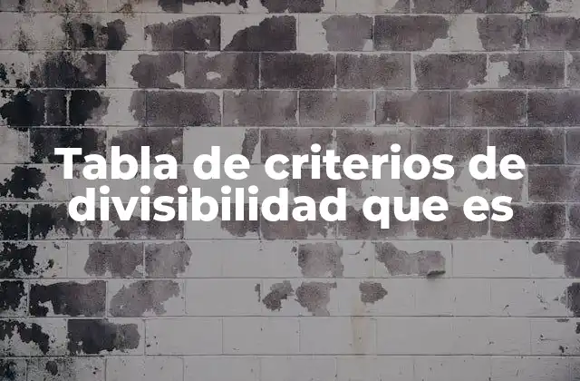 Tabla de Criterios de Divisibilidad que es