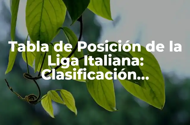 Tabla de Posición de la Liga Italiana: Clasificación Actualizada de la Serie a