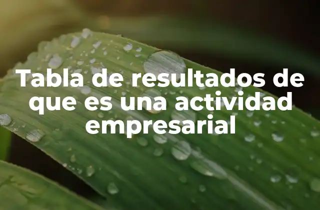 Tabla de Resultados de que es una Actividad Empresarial