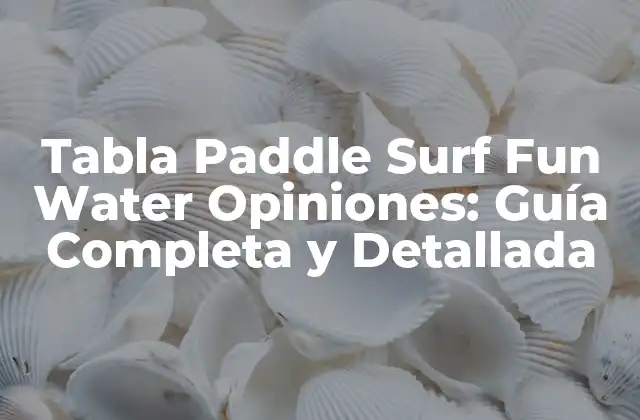Tabla Paddle Surf Fun Water Opiniones: Guía Completa y Detallada