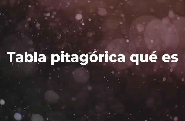 Tabla Pitagórica Qué es