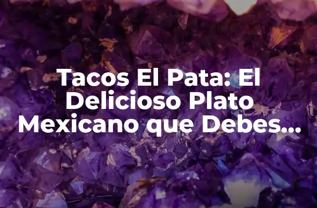 Tacos el Pata: el Delicioso Plato Mexicano que Debes Probar