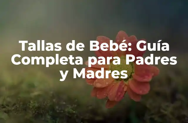 Tallas de Bebé: Guía Completa para Padres y Madres