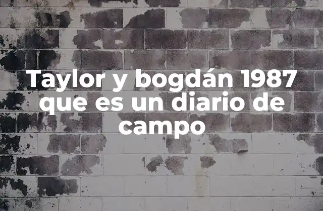 Taylor y Bogdán 1987 que es un Diario de Campo