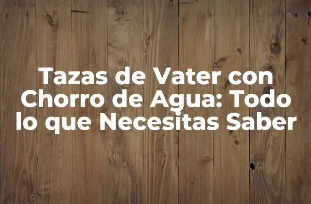 Tazas de Vater con Chorro de Agua: Todo Lo que Necesitas Saber